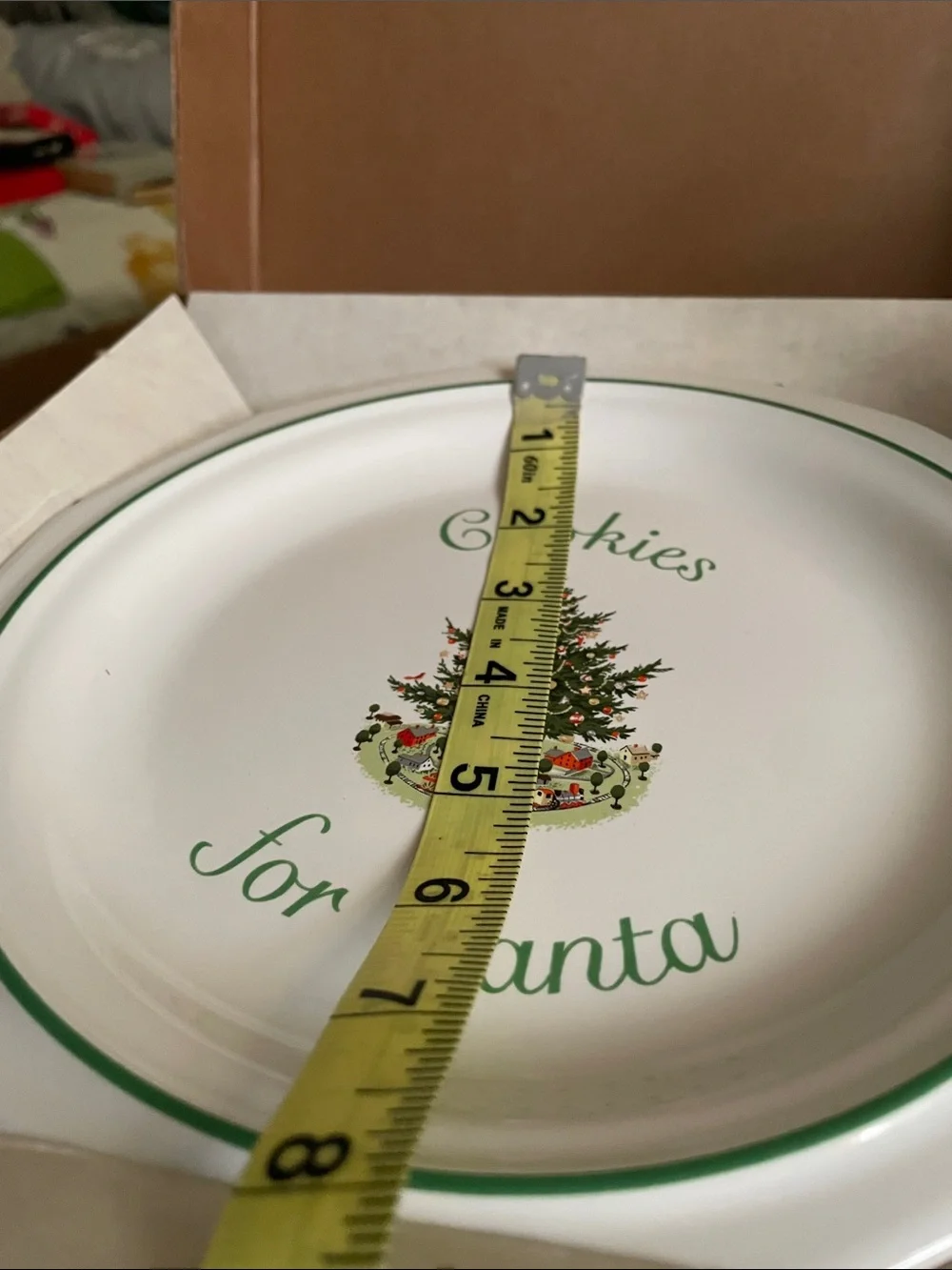 Pfaltzgraff White Ceramic 'Cookies for Santa' Plate with Green Trim